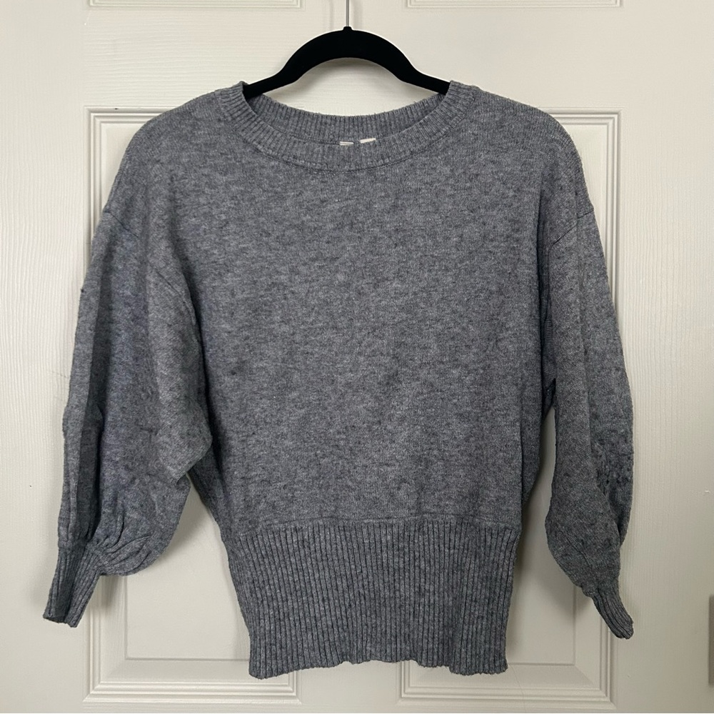 Anthropologie Moth Balloon Sleeve Cabin Grey Sweater